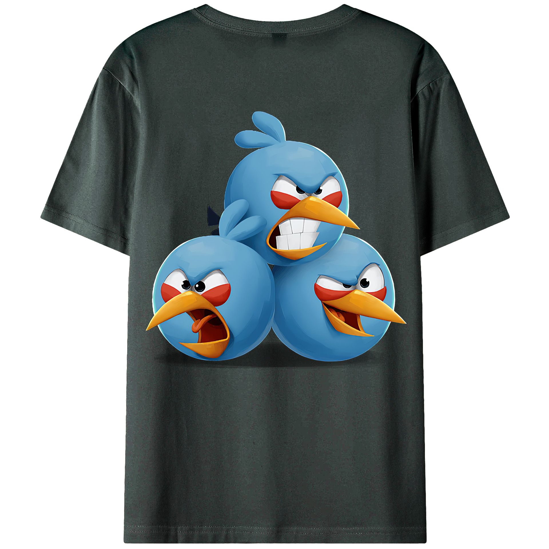 （画像用） Angry Birds アングリーバード 綿100％ メンズ半袖Tシャツ（バックプリント） 通気性
